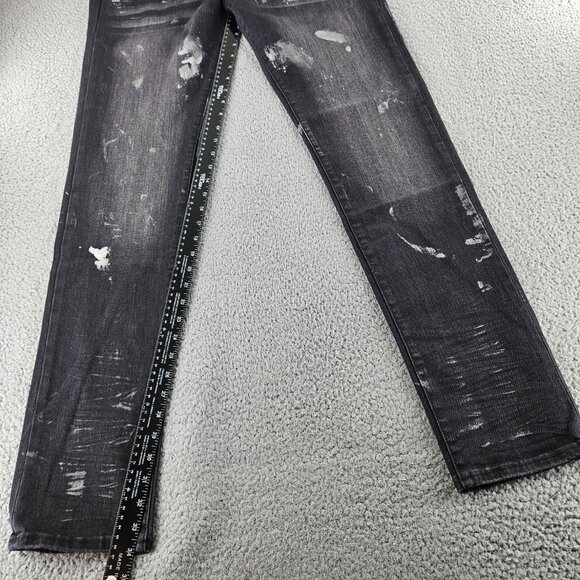 mnml Jeans Men 36 Black X143 Stretch Denim Distressed Slim Fit Pants Punk Skater - Picture 9 of 16